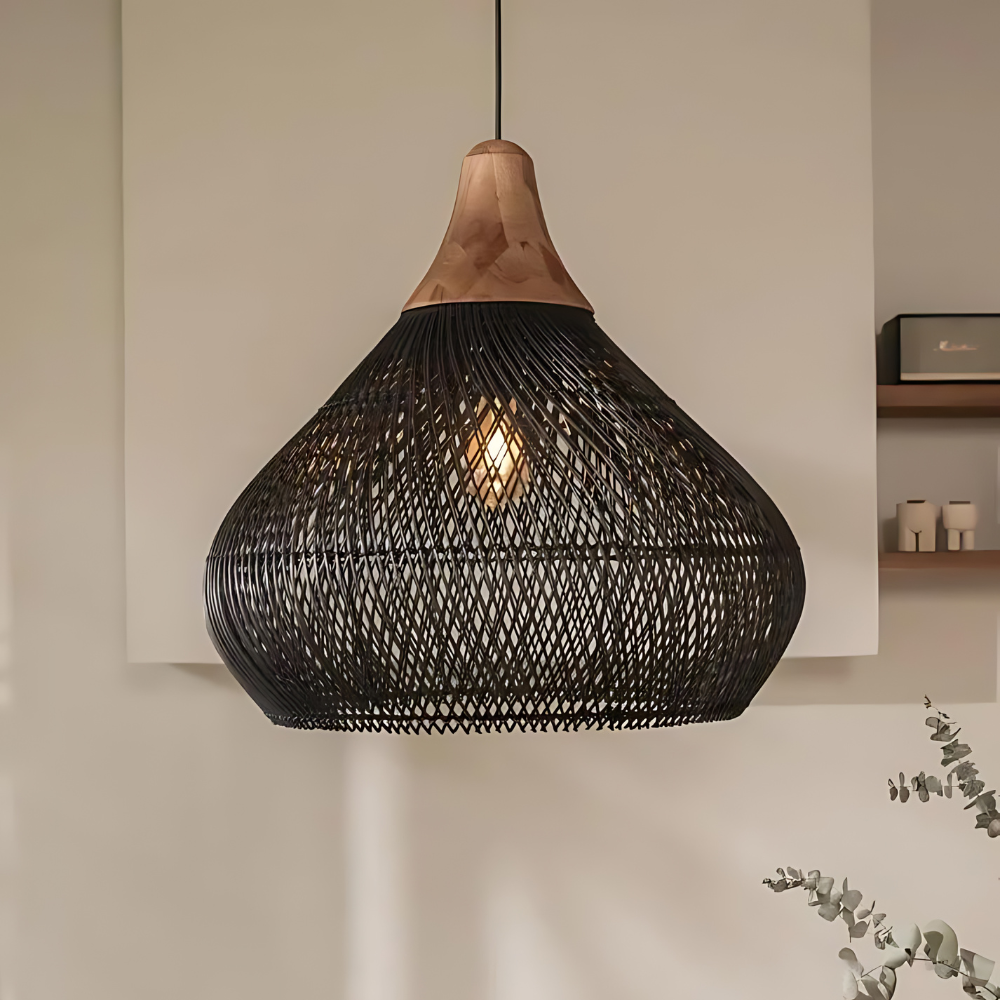 Asterra Handwoven Rattan Pendant Light Boho Ceiling - OpalDwell