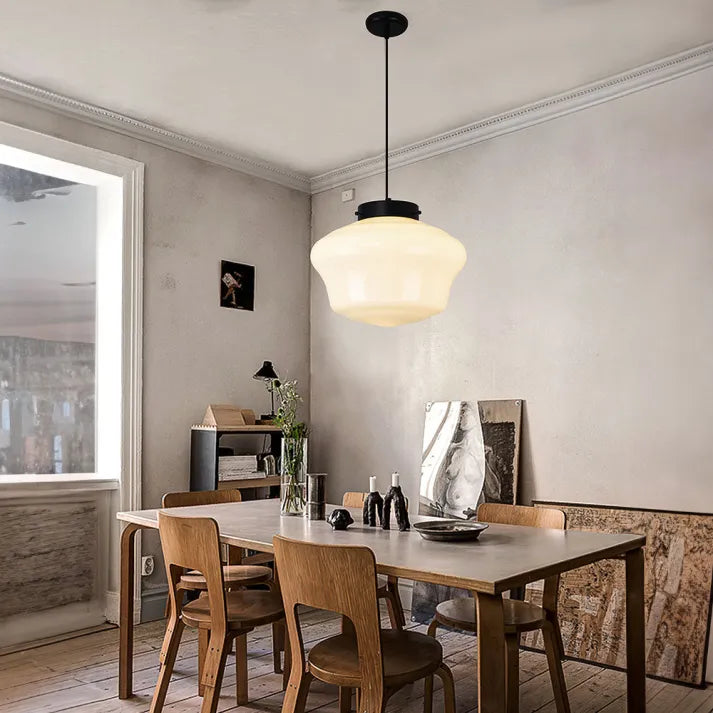 AstraLume Geometric Pendant Light in Frosted Glass - OpalDwell