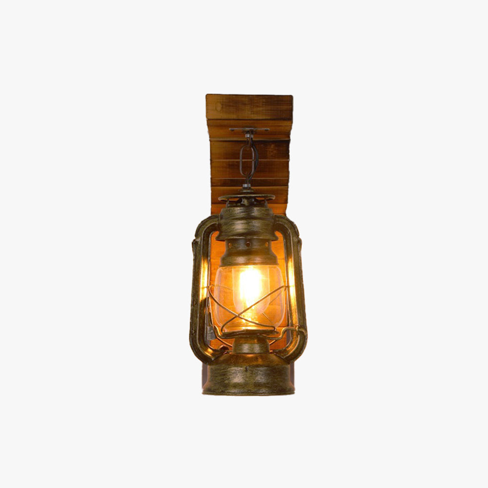 Kestrel Lantern Vintage Wooden Wall Lamp for Living Room Use - OpalDwell