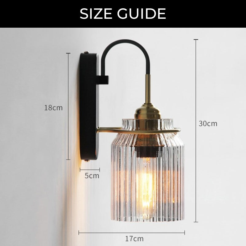 Vintage Style Wall Sconce With Ribbed Glass Shade | OpalDwell - OpalDwell