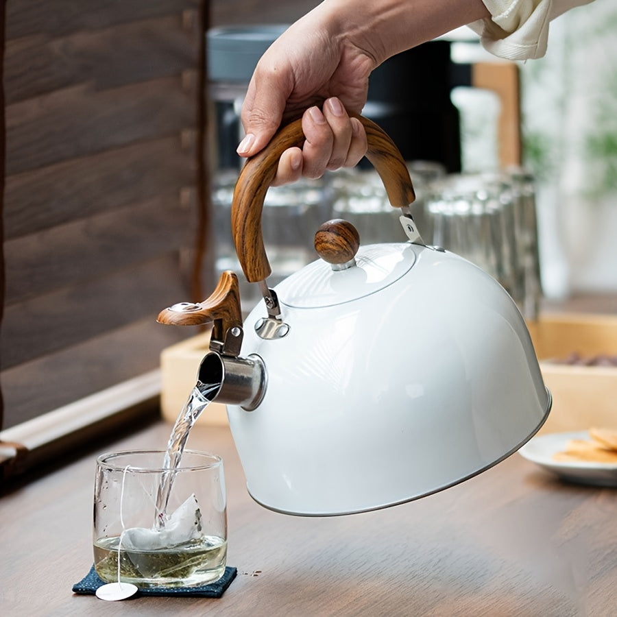 AuricKettle 3L Whistling Kettle With Wooden Handle - OpalDwell