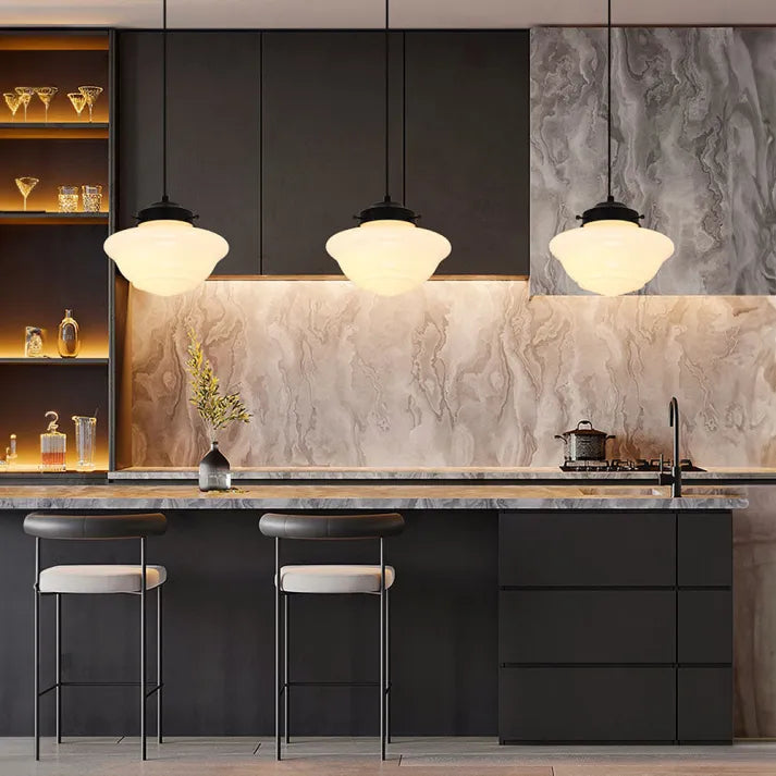 AstraLume Geometric Pendant Light in Frosted Glass - OpalDwell