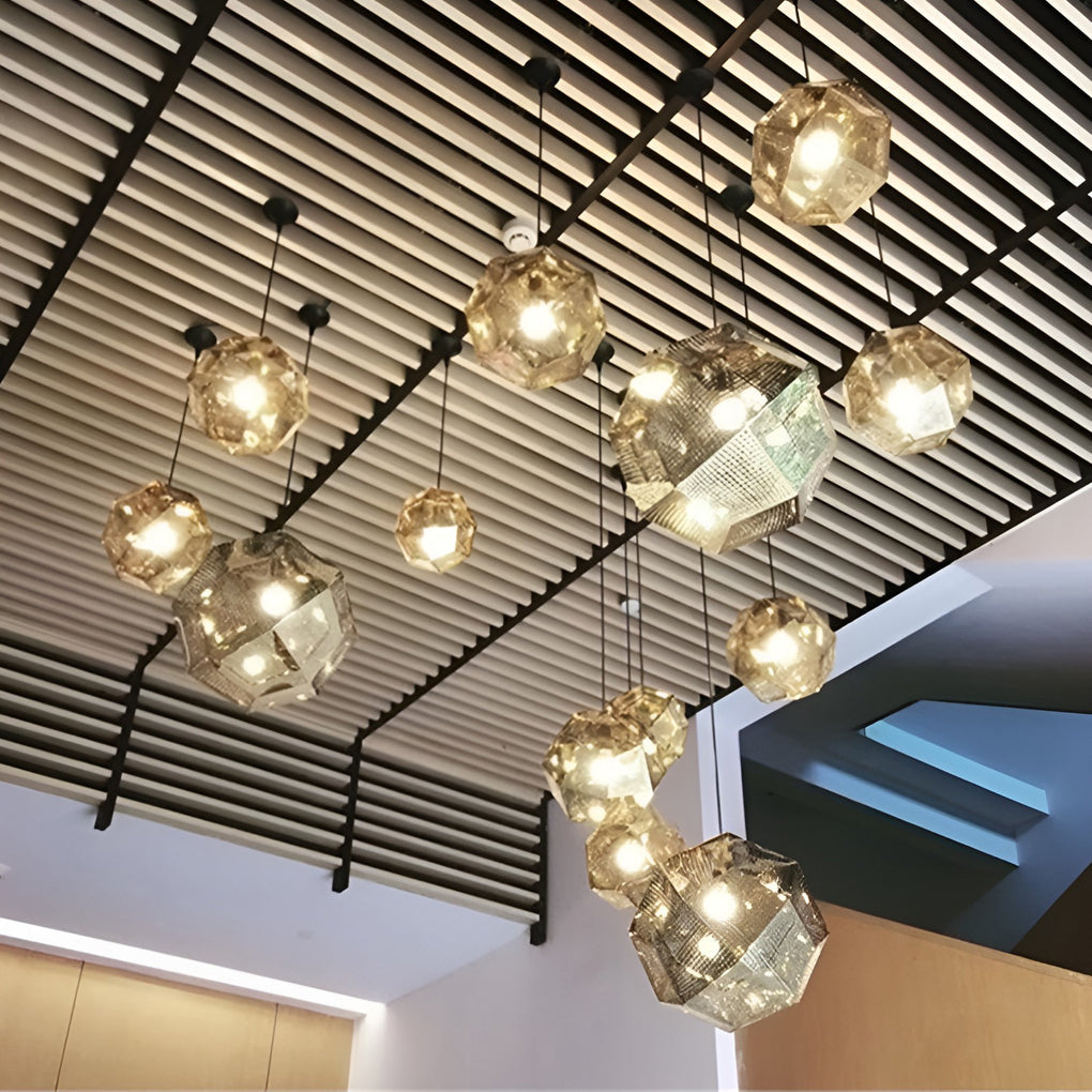Lumenara Geometric Round Pendant Lamp in Electrolytic Metal - OpalDwell