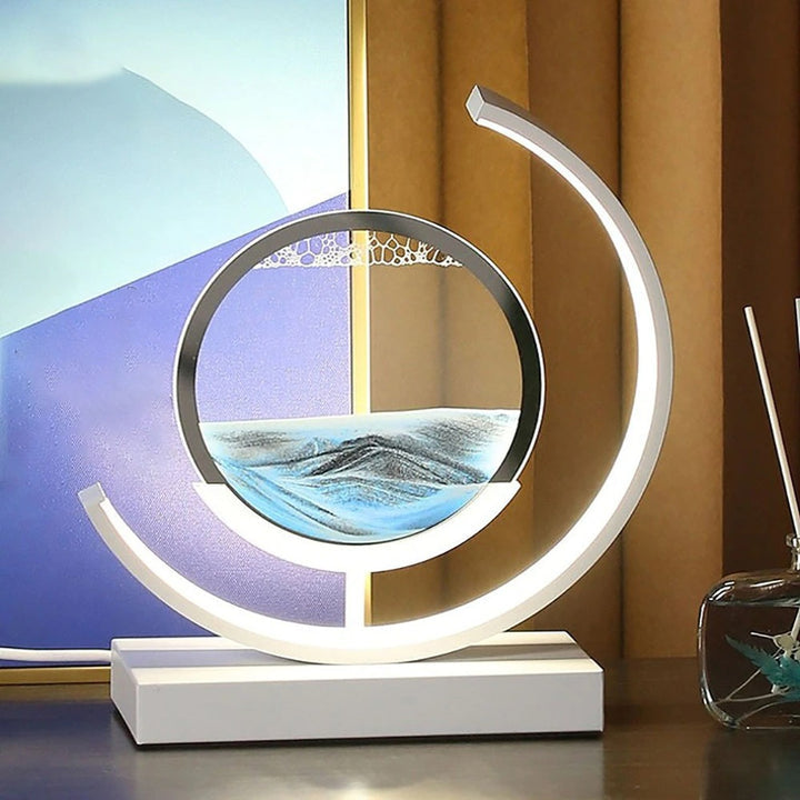 LumenVale Sandscape Table Lamp With Moving Sand Patterns For Relaxation Spaces - OpalDwell