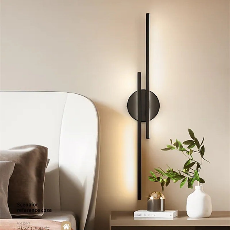 Fjordra Nordic Disc and Linear LED Wall Lamp Black White - OpalDwell