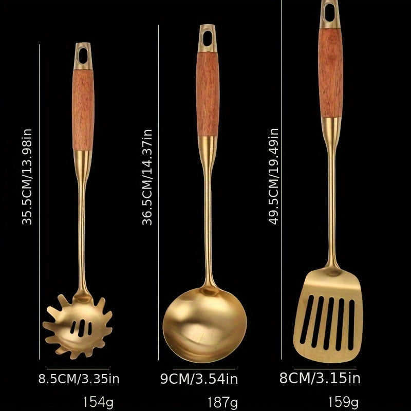 Aurora Gold and Silver Stainless Steel Kitchen Utensils - OpalDwell