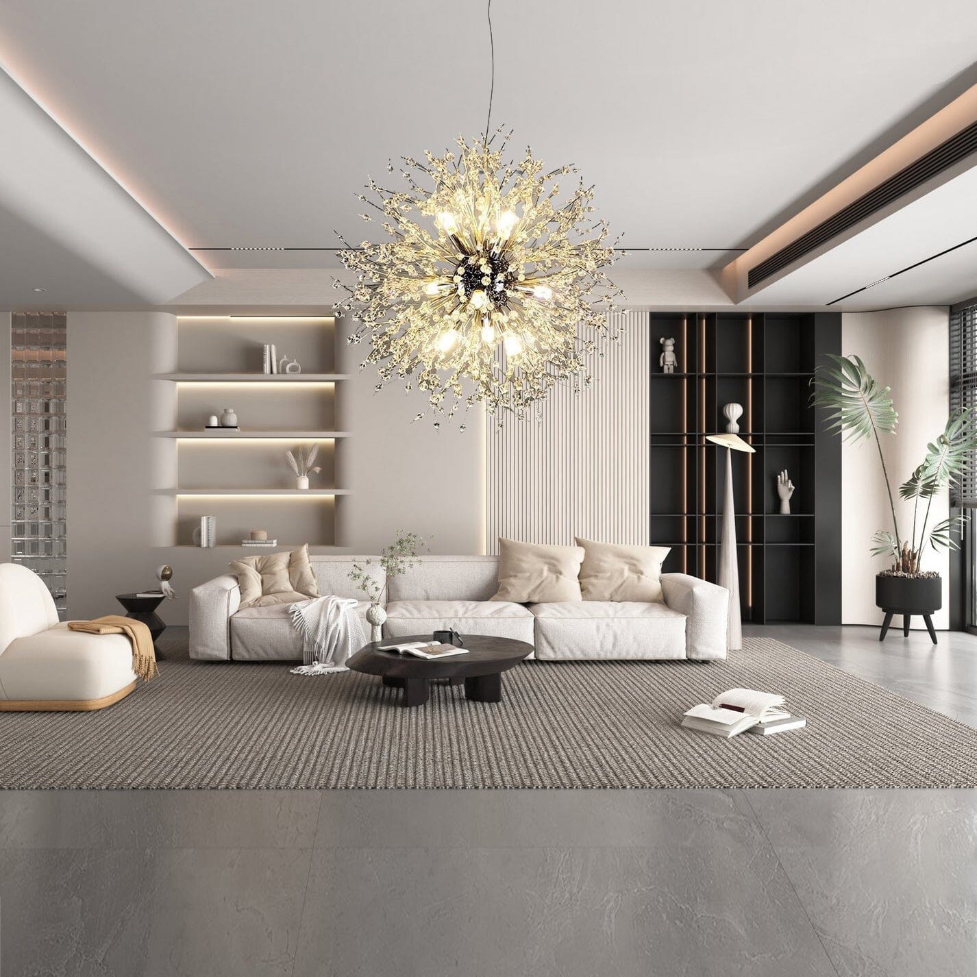 Asterra Modern Crystal Dandelion Pendant Ceiling Light OpalDwell