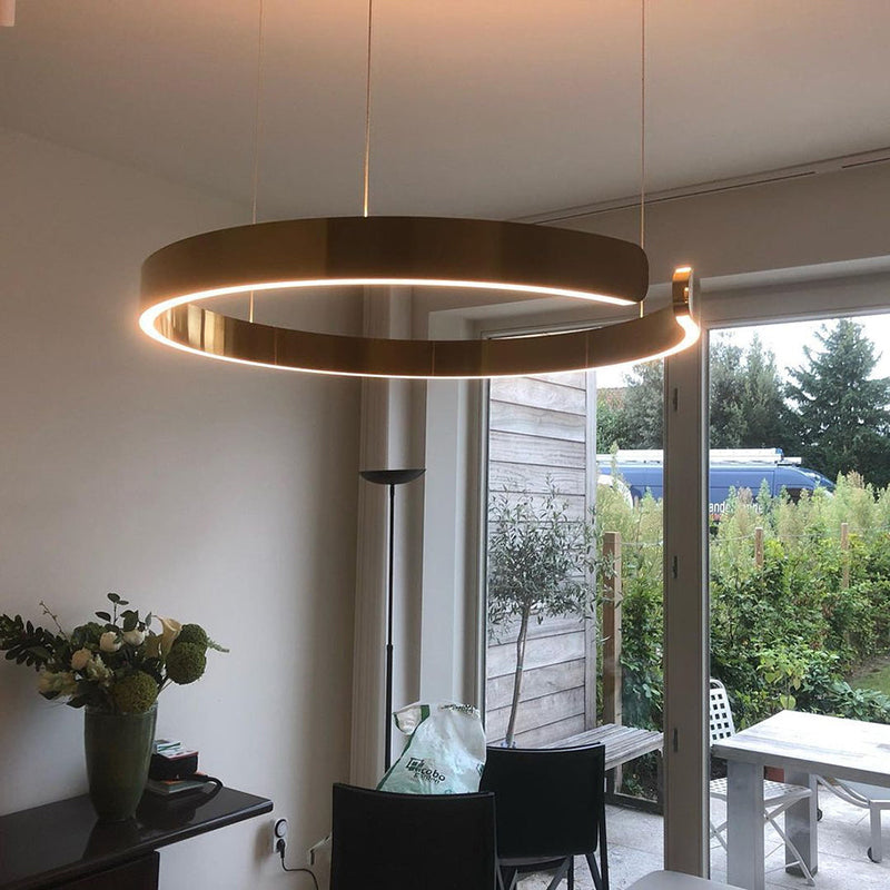 LyraHalo Round LED Pendant Light With Metal Construction For Living And Dining OpalDwell