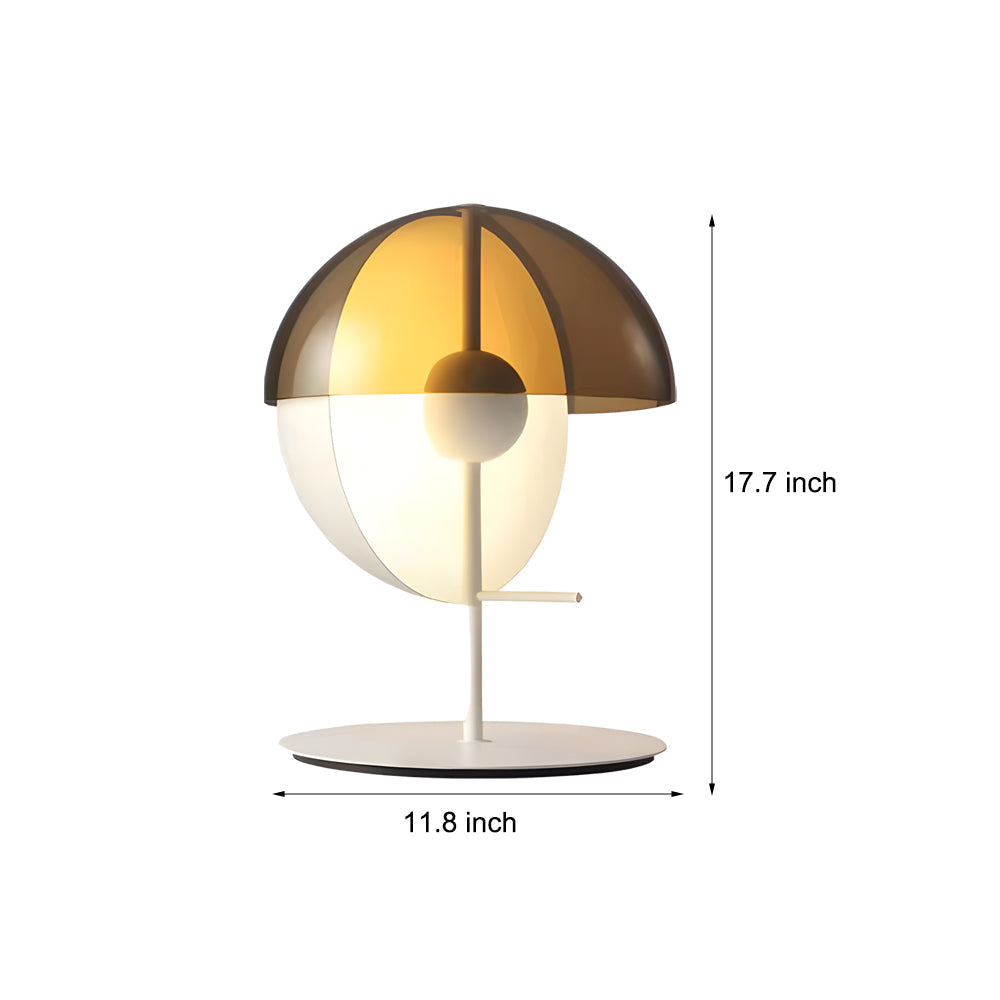Astrae Table Lamp | Vertical Half Sphere Smoked Screen - OpalDwell