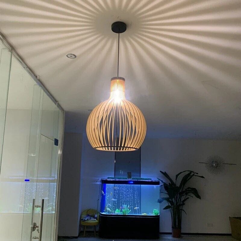 FjordLoom Wood Cage Pendant Light With Adjustable Cord | Birdcage Chandelier OpalDwell
