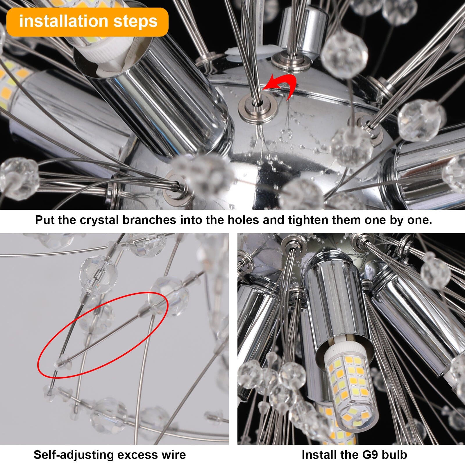 Asterra Modern Crystal Dandelion Pendant Ceiling Light OpalDwell
