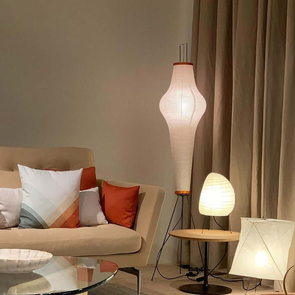 Kazumi Rice Paper Floor Lamp by OpalDwell Soft Ambient Glow OpalDwell