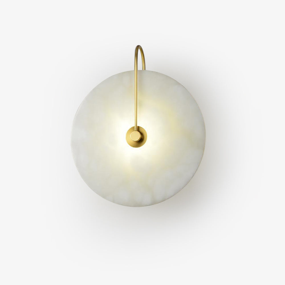 CelesteLume Alabaster LED Disc Sconce with Black Arm - OpalDwell