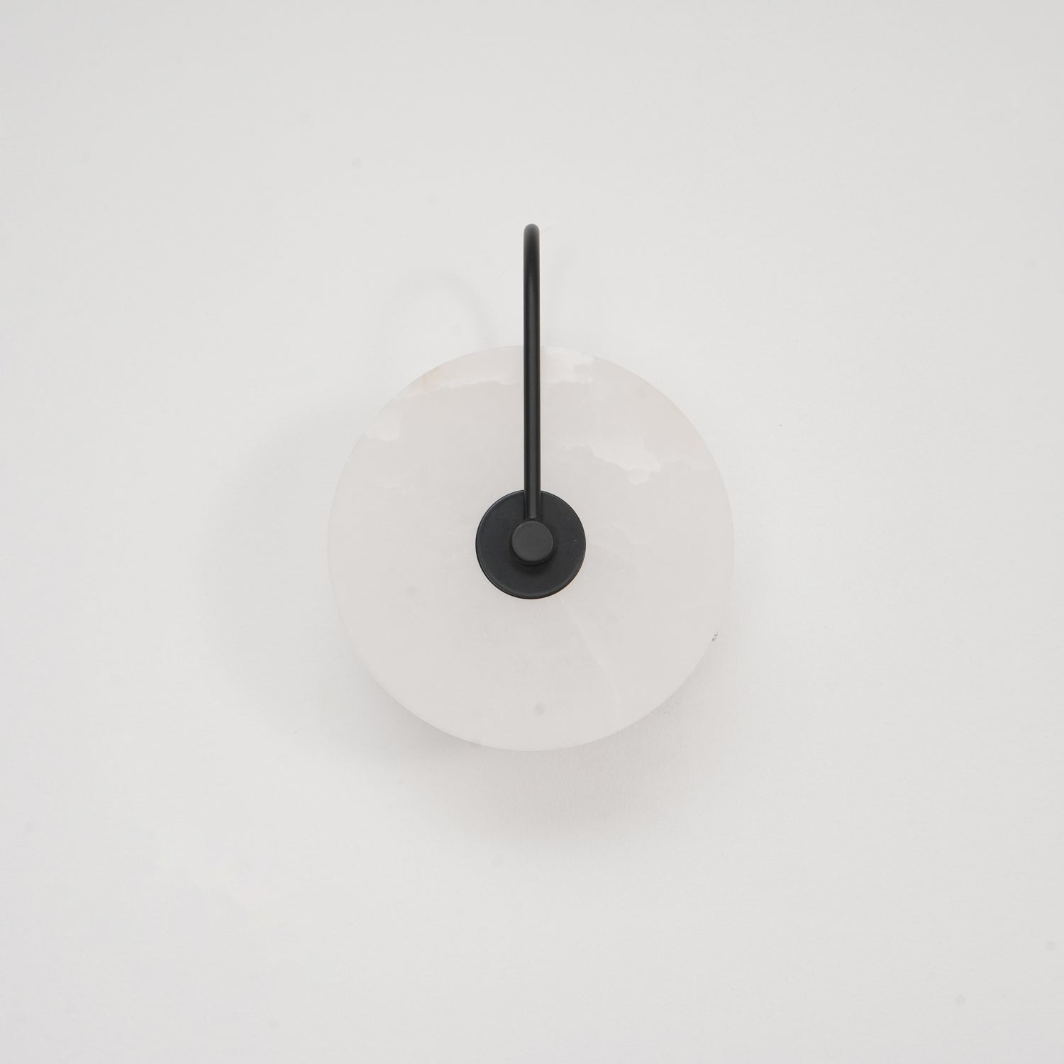 CelesteLume Alabaster LED Disc Sconce with Black Arm - OpalDwell