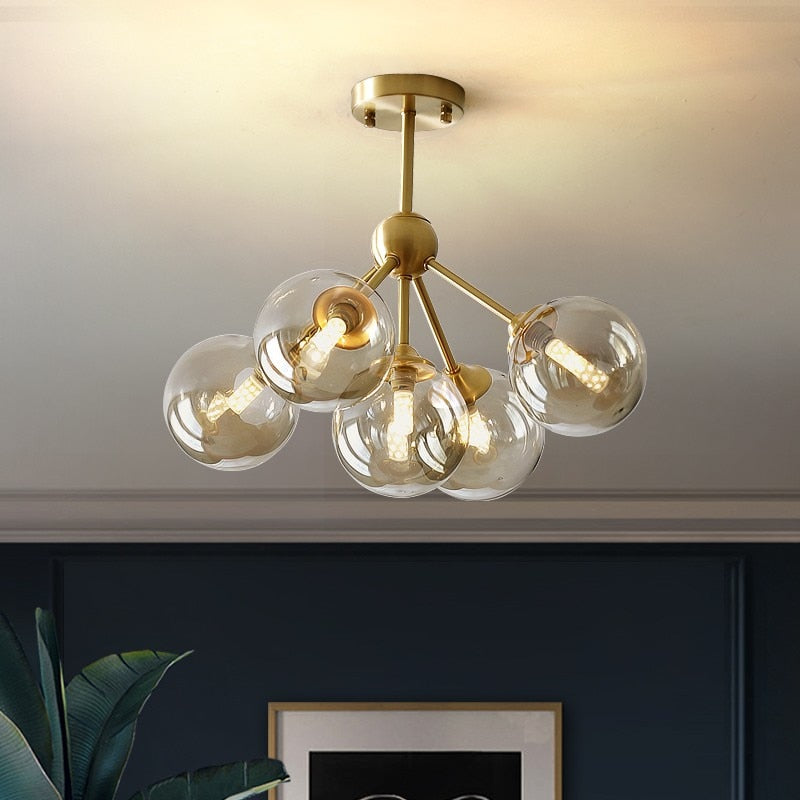 Aurora Stylish Modern Copper Dining Room Chandelier Light OpalDwell