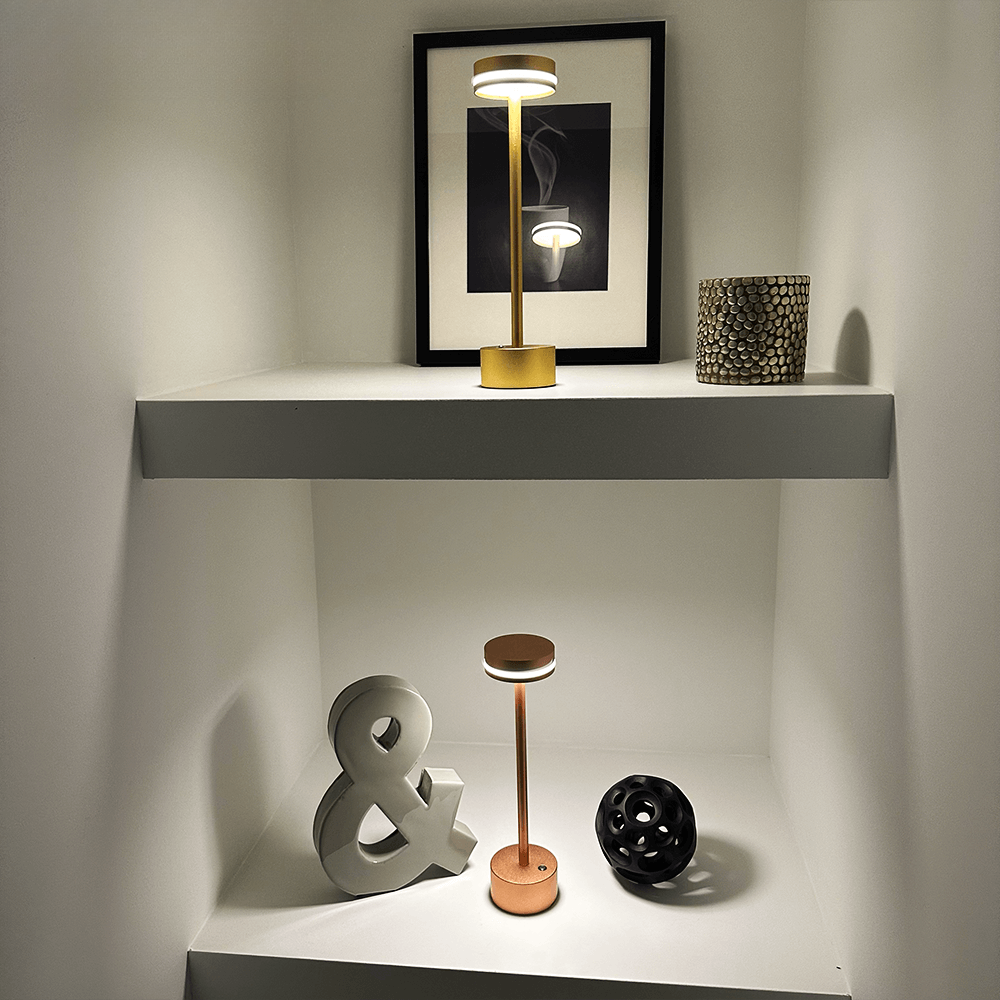 LumaNova Gold LED Table Lamp For Living Room And Bedroom With Soft Warm Light - OpalDwell