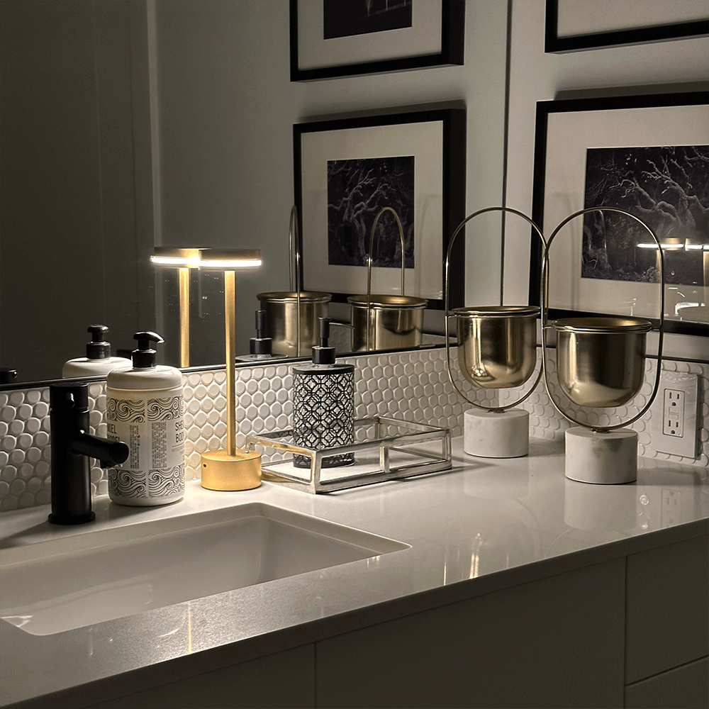 LumaNova Gold LED Table Lamp For Living Room And Bedroom With Soft Warm Light - OpalDwell