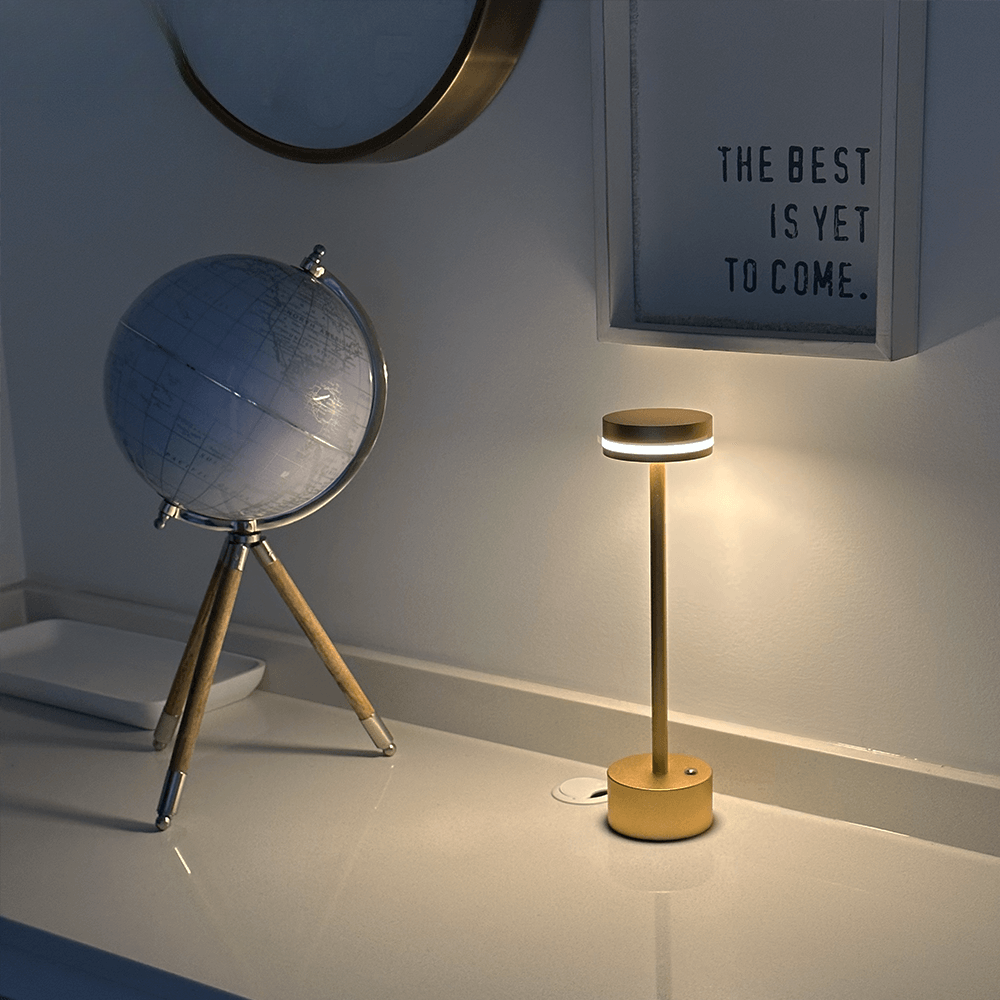 LumaNova Gold LED Table Lamp For Living Room And Bedroom With Soft Warm Light - OpalDwell