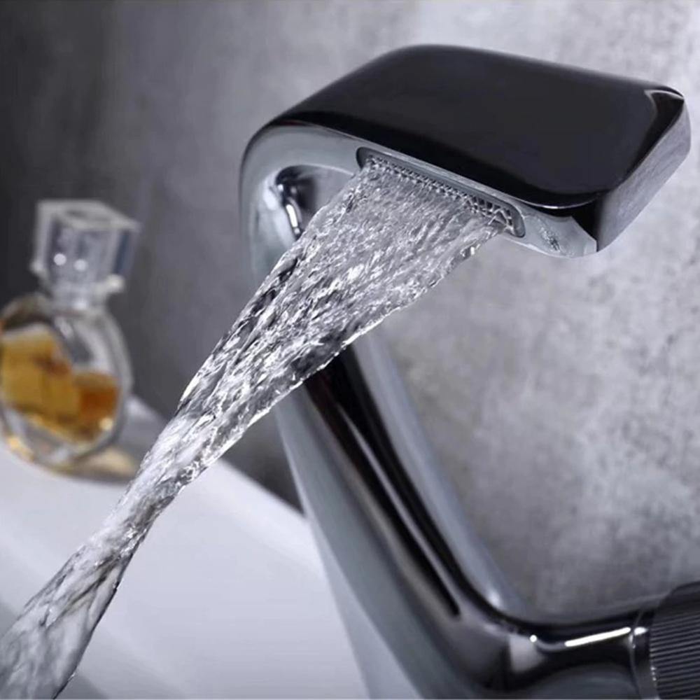 CascadeFlow Modern Waterfall Sink Faucet One-Handle OpalDwell