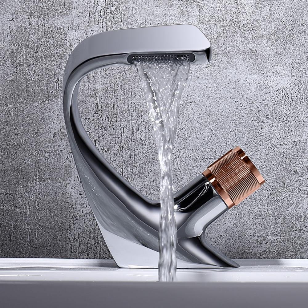 CascadeFlow Modern Waterfall Sink Faucet One-Handle OpalDwell