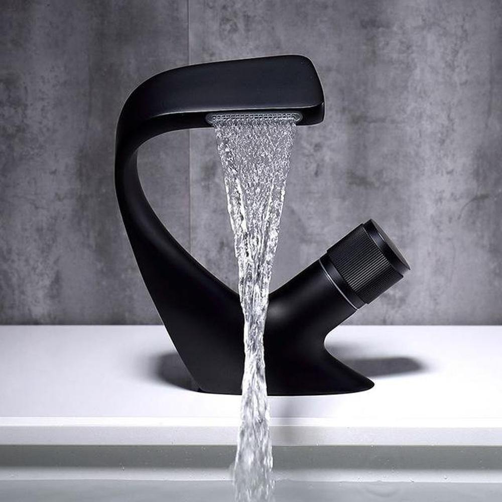 CascadeFlow Modern Waterfall Sink Faucet One-Handle OpalDwell