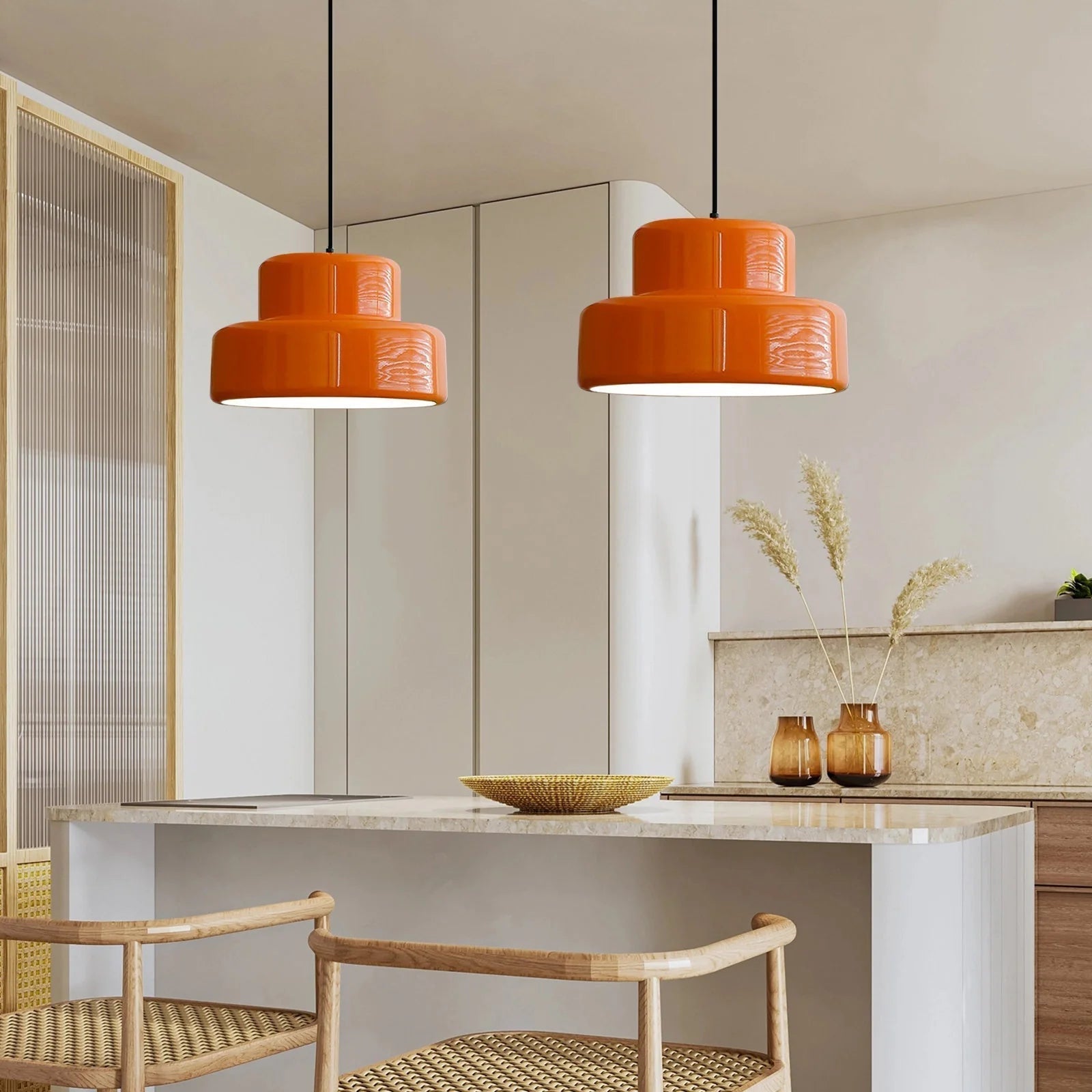 AuroraOrbit Orange Bauhaus Pendant Lamp for Dining Room - OpalDwell