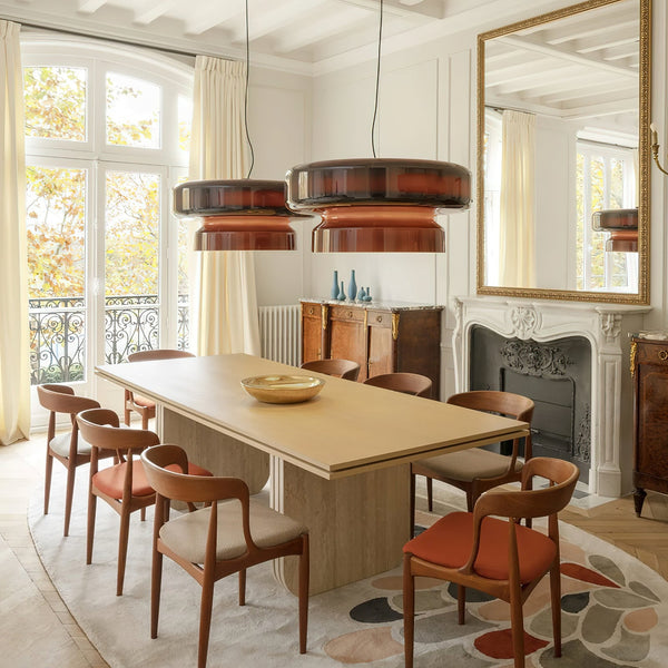 NovaLume | Blown Glass Pendant Light With Organic Two-Volume Silhouette OpalDwell