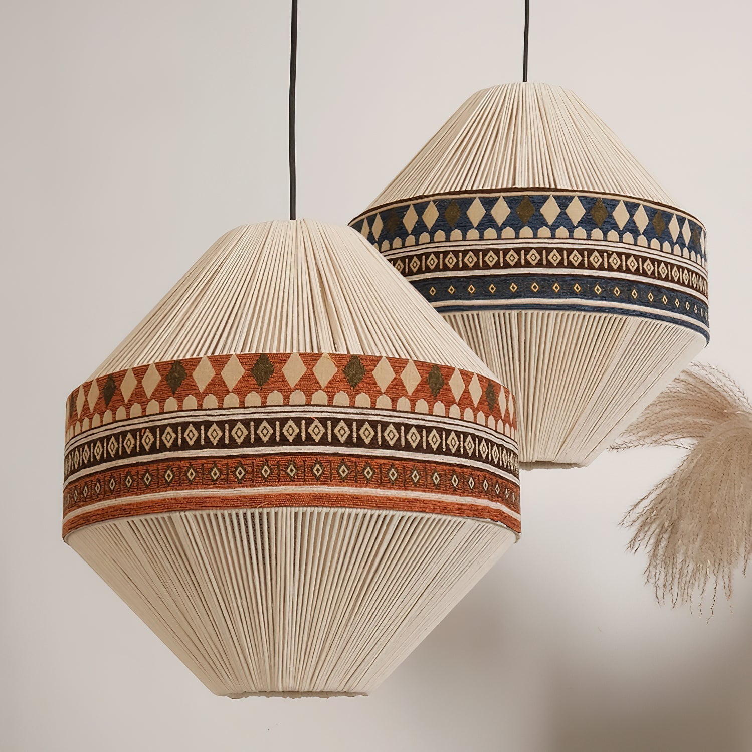 Astraea Boho Fringe Pendant Lamp with Geometric Weave - OpalDwell