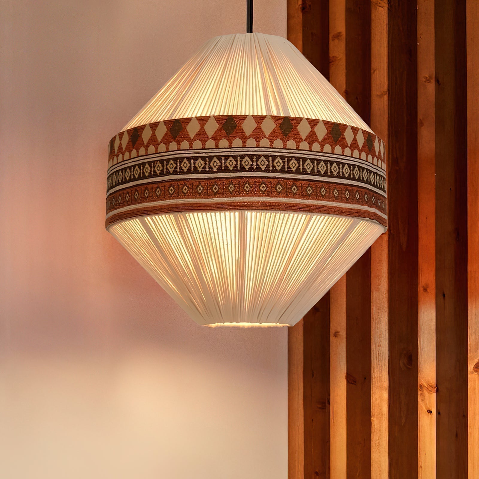 Astraea Boho Fringe Pendant Lamp with Geometric Weave - OpalDwell