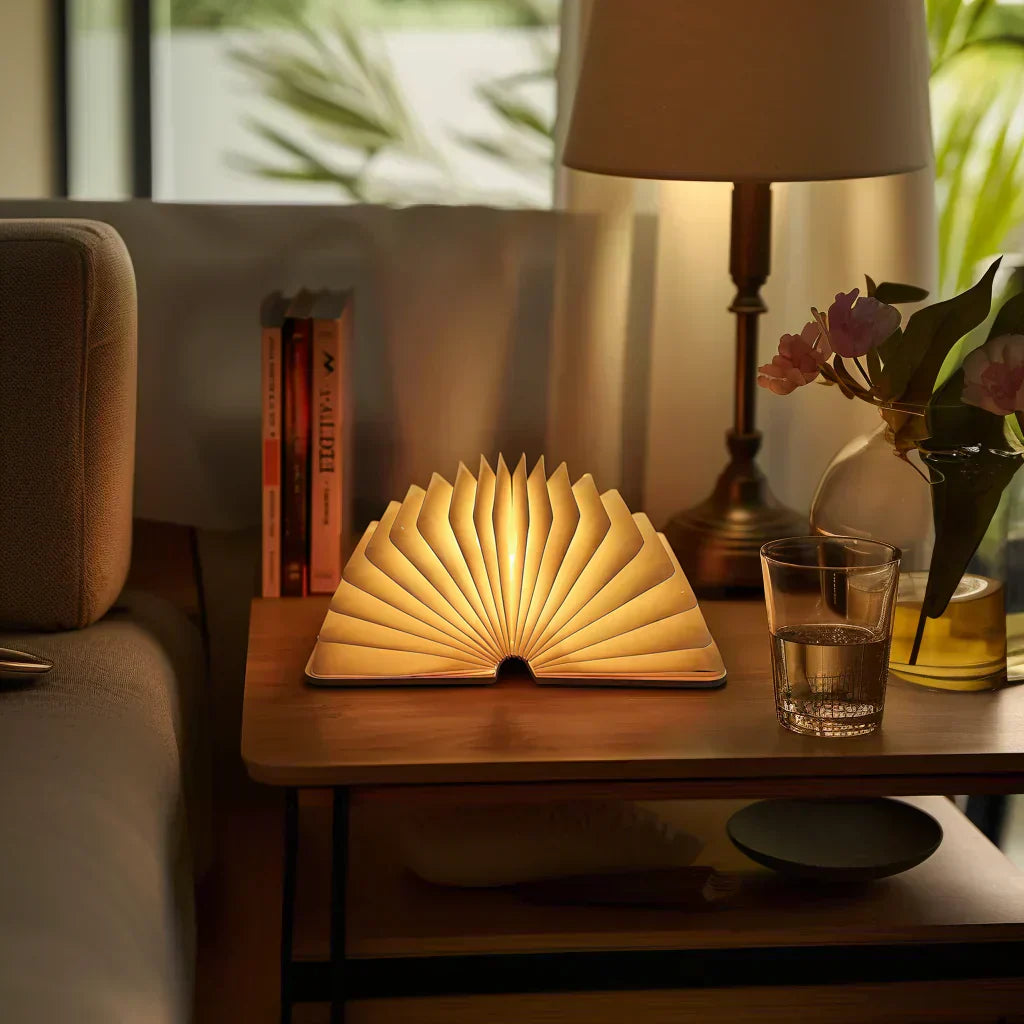 LyraLeaf Open Book LED Lamp For Nightstand Rechargeable Cozy Reading Light - OpalDwell