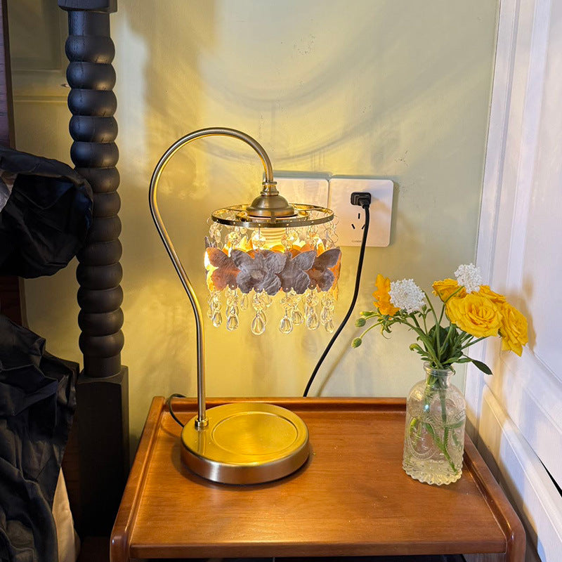 Crystal Table Lamp With Butterfly Detail - Decorative Statement Lighting - OpalDwell