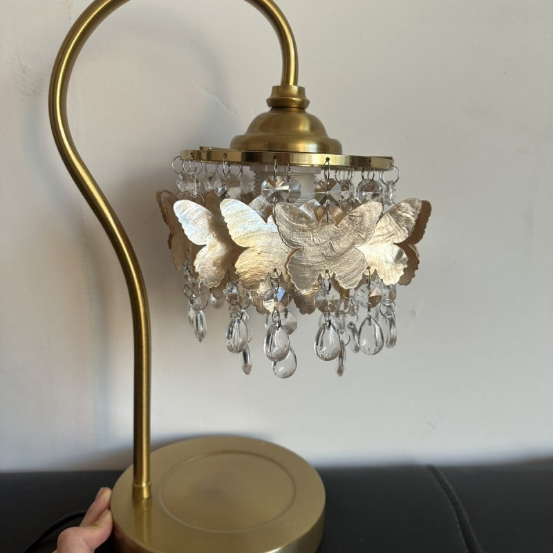 Crystal Table Lamp With Butterfly Detail - Decorative Statement Lighting - OpalDwell