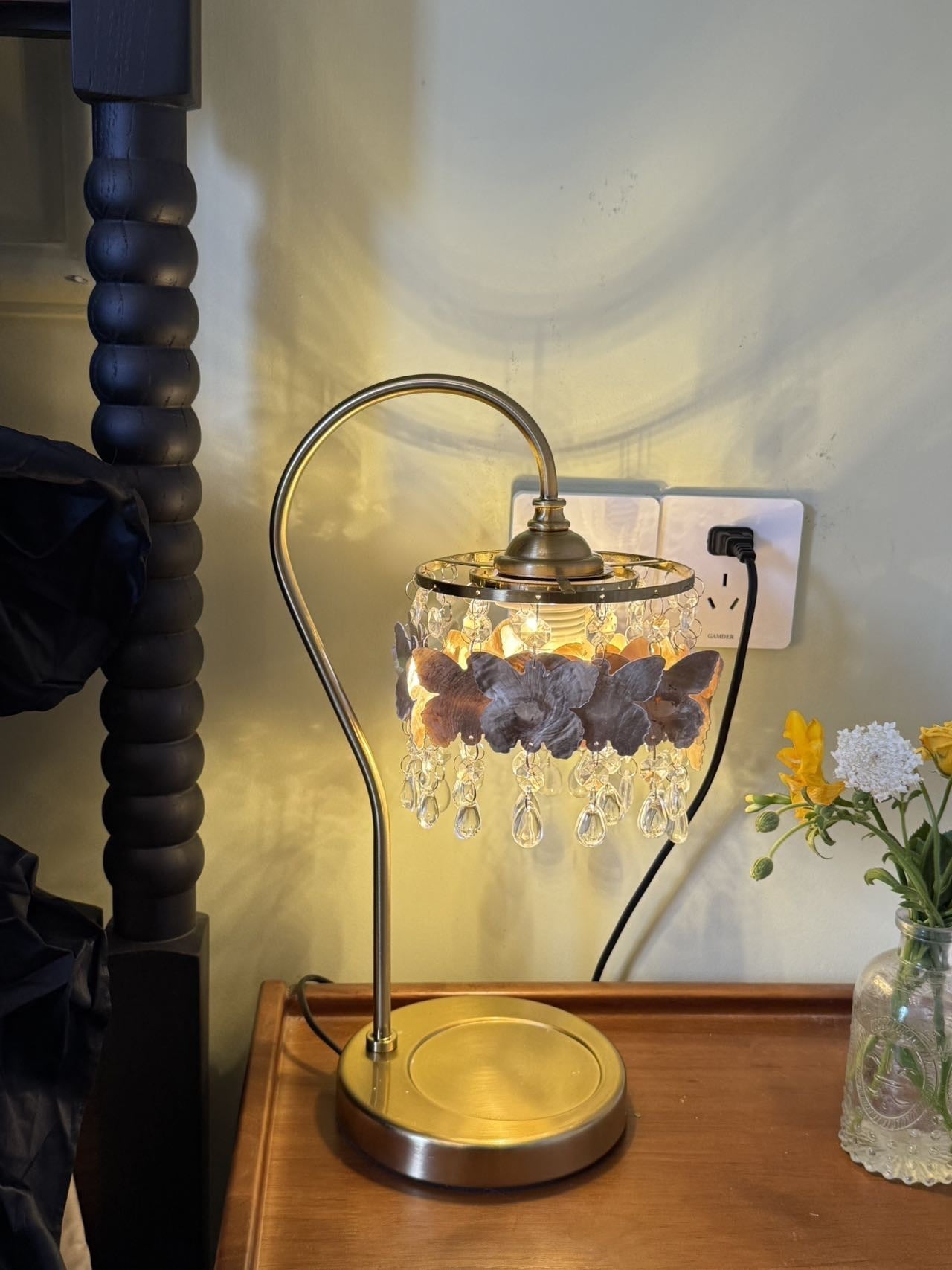 Crystal Table Lamp With Butterfly Detail - Decorative Statement Lighting - OpalDwell