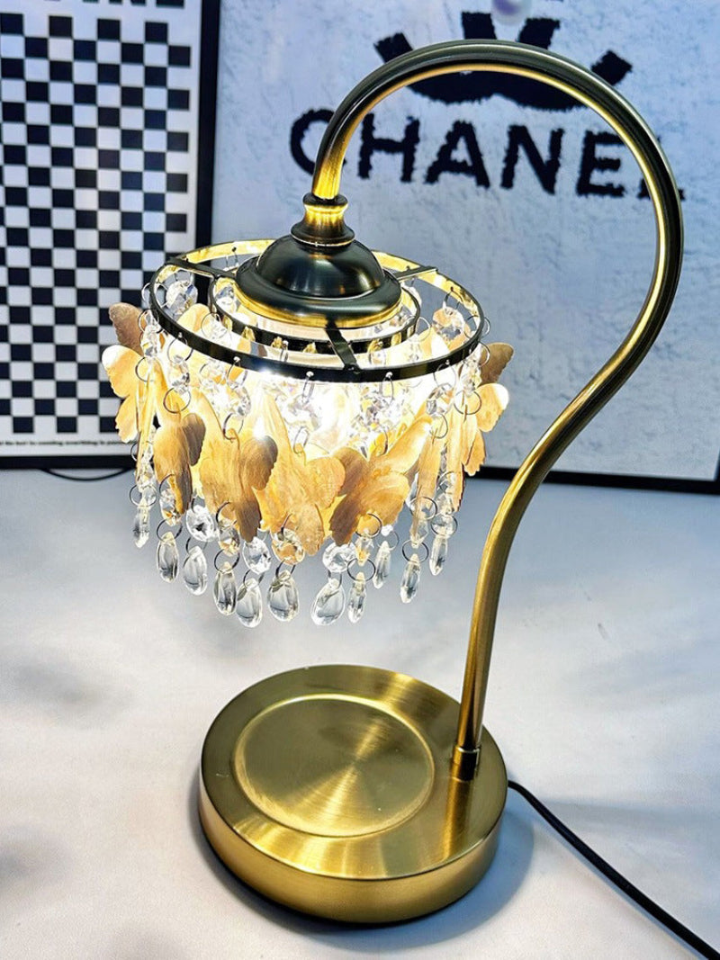 Crystal Table Lamp With Butterfly Detail - Decorative Statement Lighting - OpalDwell