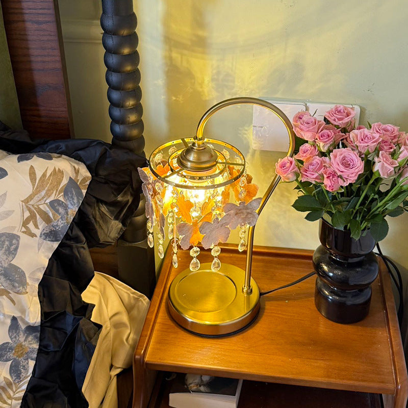 Crystal Table Lamp With Butterfly Detail - Decorative Statement Lighting - OpalDwell