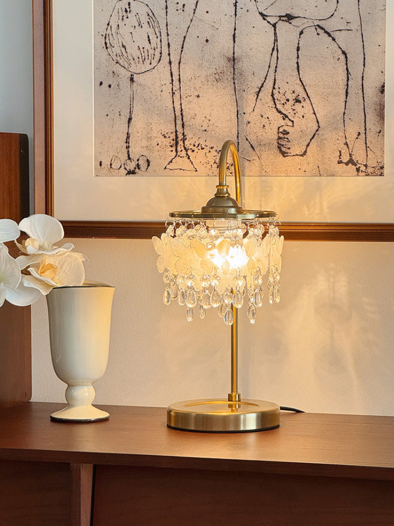 Crystal Table Lamp With Butterfly Detail - Decorative Statement Lighting - OpalDwell
