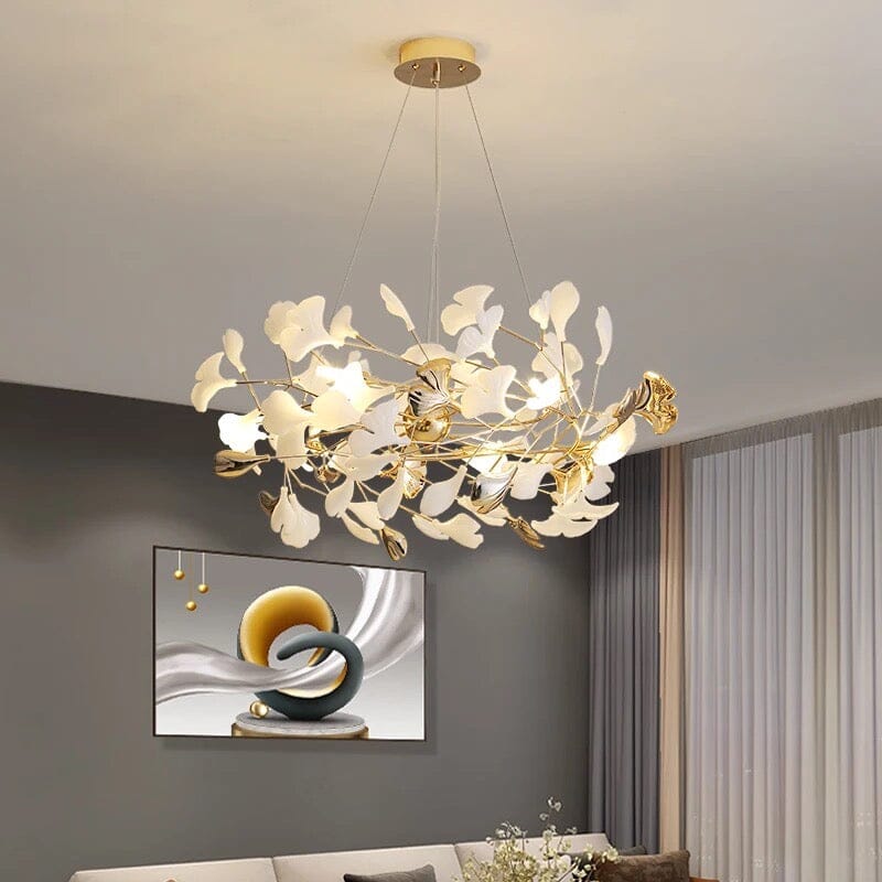 LumaPetal Ceramic Chandelier with Dimmable LEDs Soft Glow OpalDwell