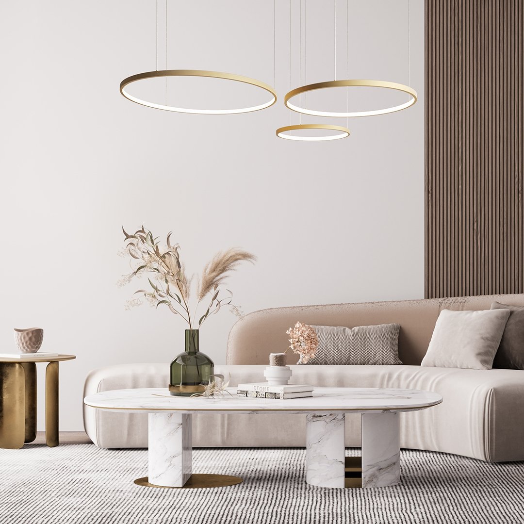 AureaHalo LED Three-Ring Pendant Light with Remote Control - OpalDwell