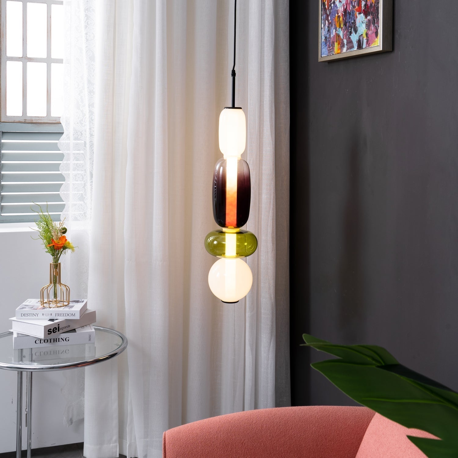 LumaWisp Sugar Glass Pendant Light for Warm Ambience - OpalDwell