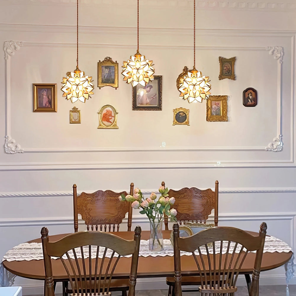 AuroraCapiz Natural Hanging Lamp With Handcrafted Finish OpalDwell