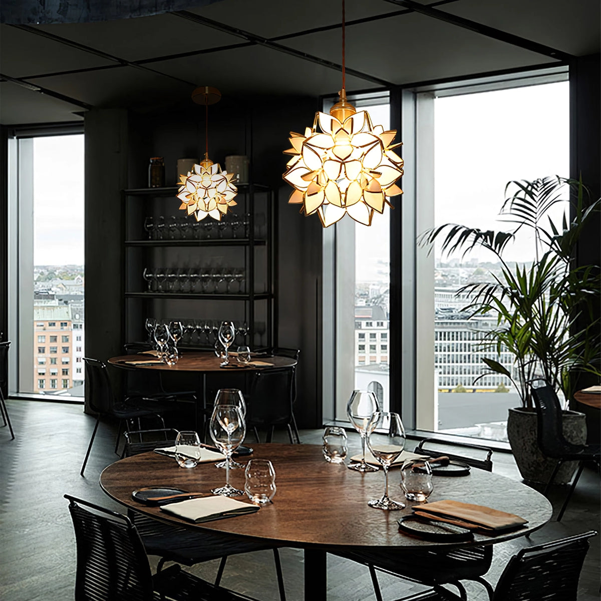 AuroraCapiz Natural Hanging Lamp With Handcrafted Finish OpalDwell