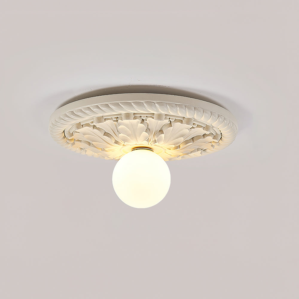 Aurelia Vintage Farmhouse Ceiling Light with Opal Globe - OpalDwell