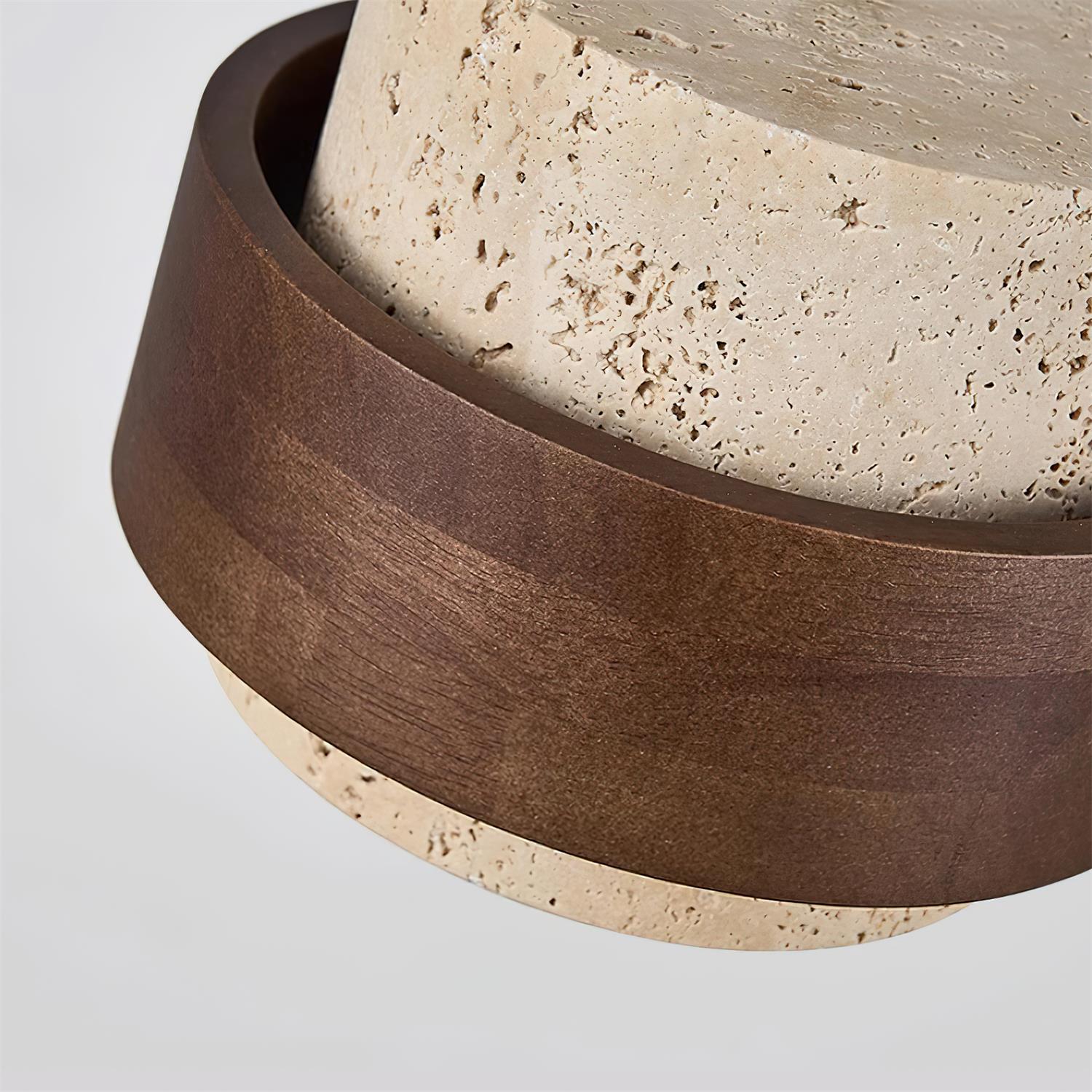 Aurelian Travertine Pendant Light with Walnut Wood Band OpalDwell