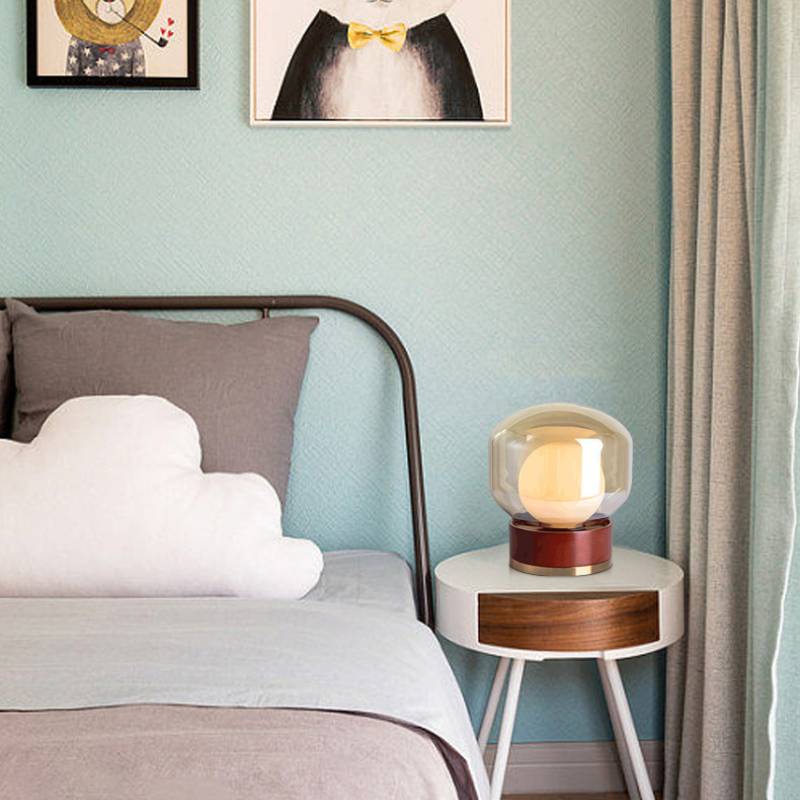 Aero Smoked Glass Table Lamp For Modern Bedside Light - OpalDwell