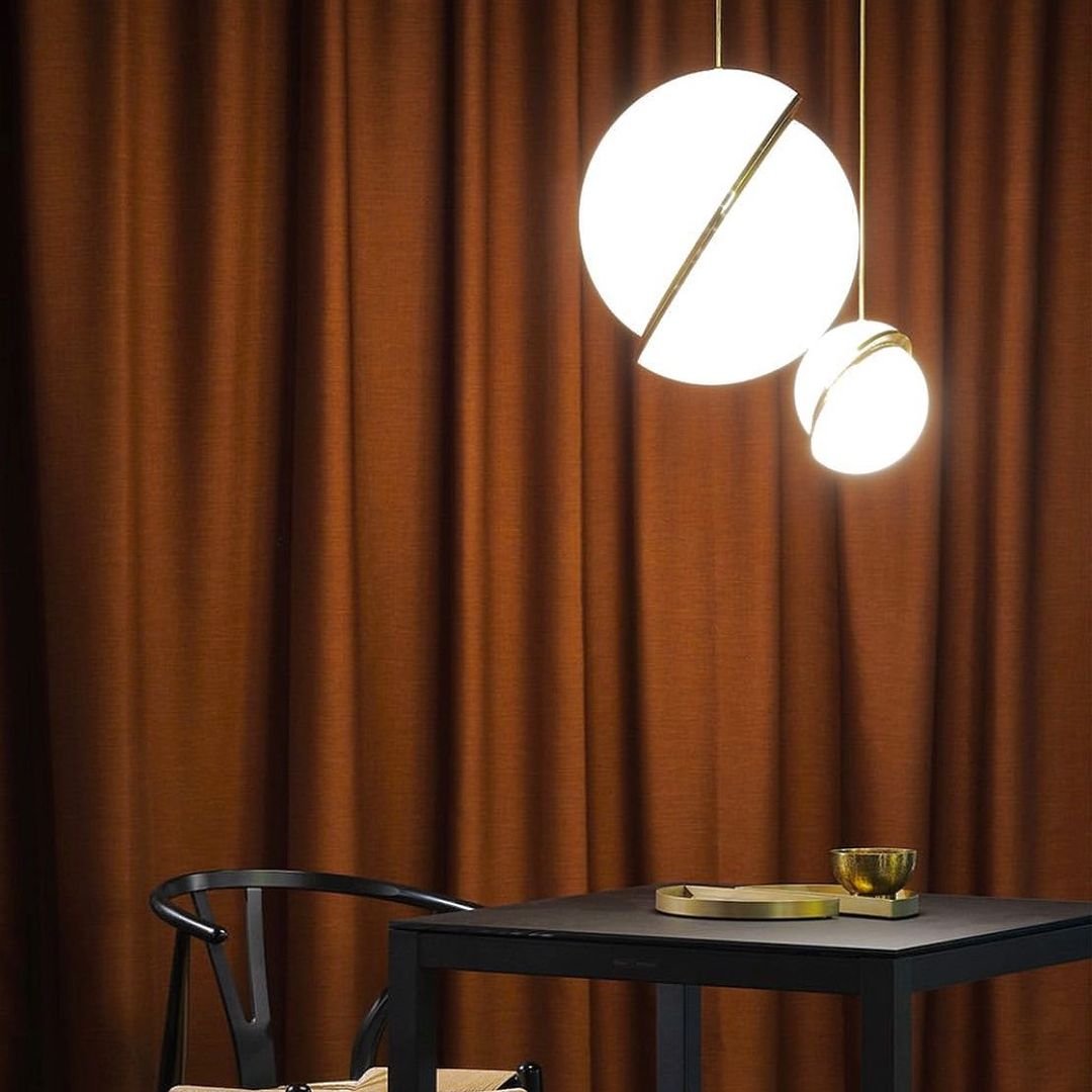 Lunara Halo Moon-Shaped Pendant Lamp in Brass Acrylic Finish - OpalDwell