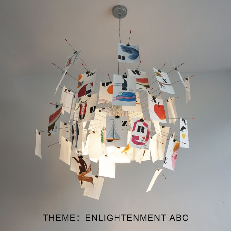 LumaCraft DIY Chandelier Personalizable Lighting Fixture | Ingo Maurer Zettel OpalDwell