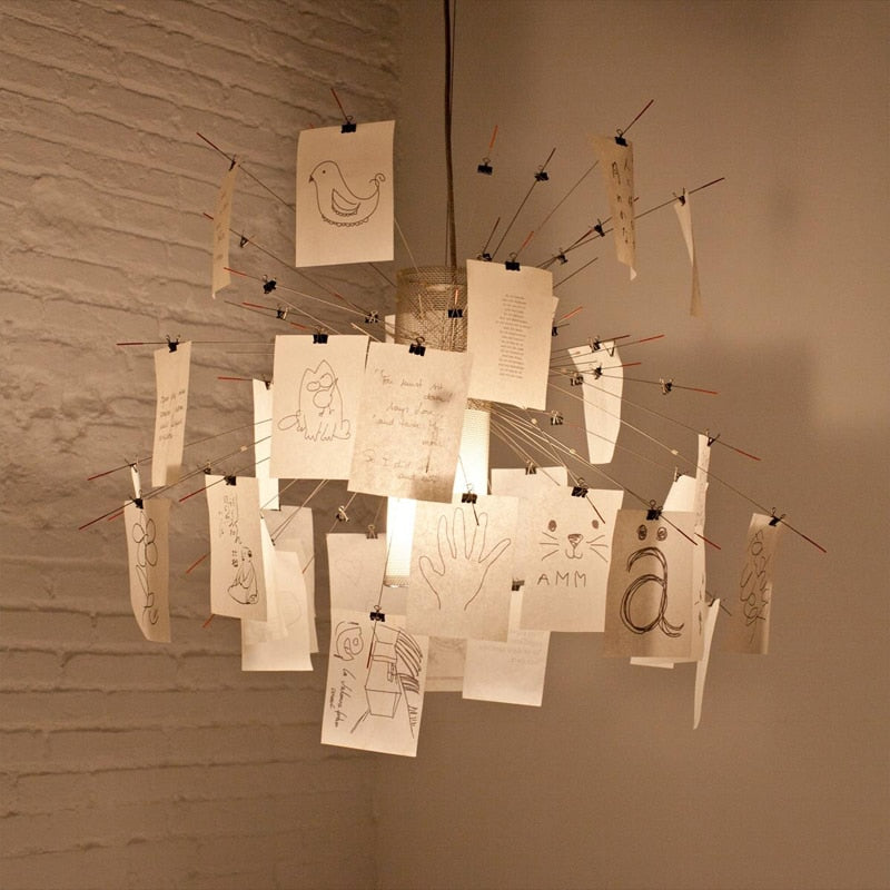 LumaCraft DIY Chandelier Personalizable Lighting Fixture | Ingo Maurer Zettel OpalDwell