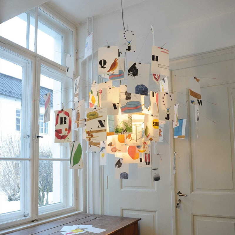 LumaCraft DIY Chandelier Personalizable Lighting Fixture | Ingo Maurer Zettel OpalDwell