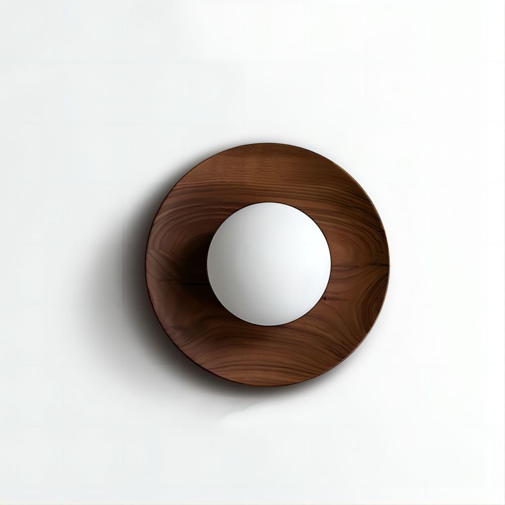 Aurelo White Wood Wall Light Sconce With Glass Accent - OpalDwell