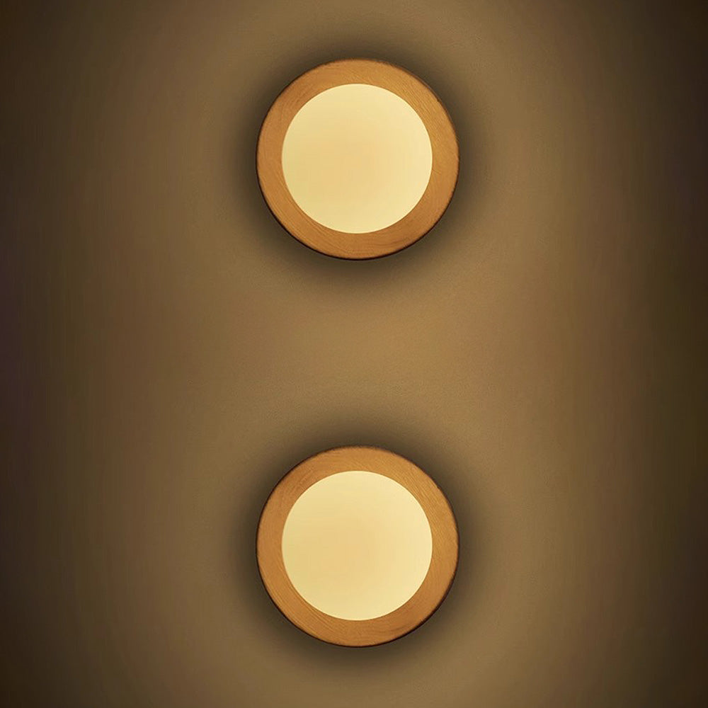 Aurelo White Wood Wall Light Sconce With Glass Accent - OpalDwell